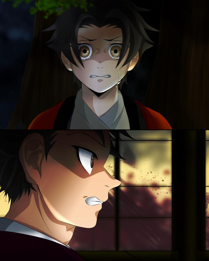 Scared boy with his brother